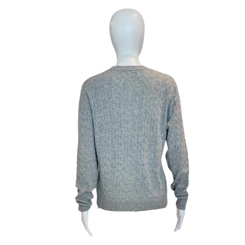 cashmere braided crew neck sweater greyamanda mariathe grove 754613