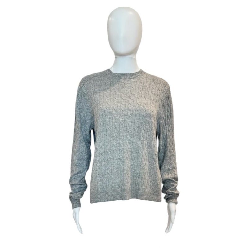 cashmere braided crew neck sweater greyamanda mariathe grove 761474