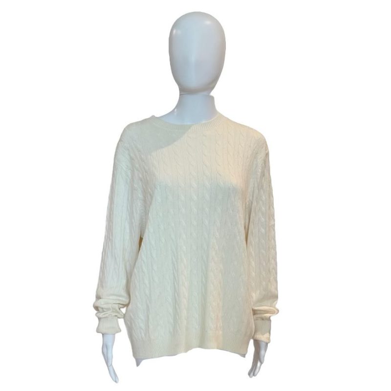 cashmere braided crew neck sweater ivoryamanda mariathe grove 830800