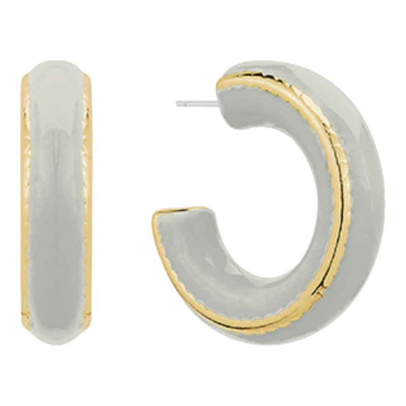 chunky color coated acrylic hoop earrings light graytwistthe grove 199481