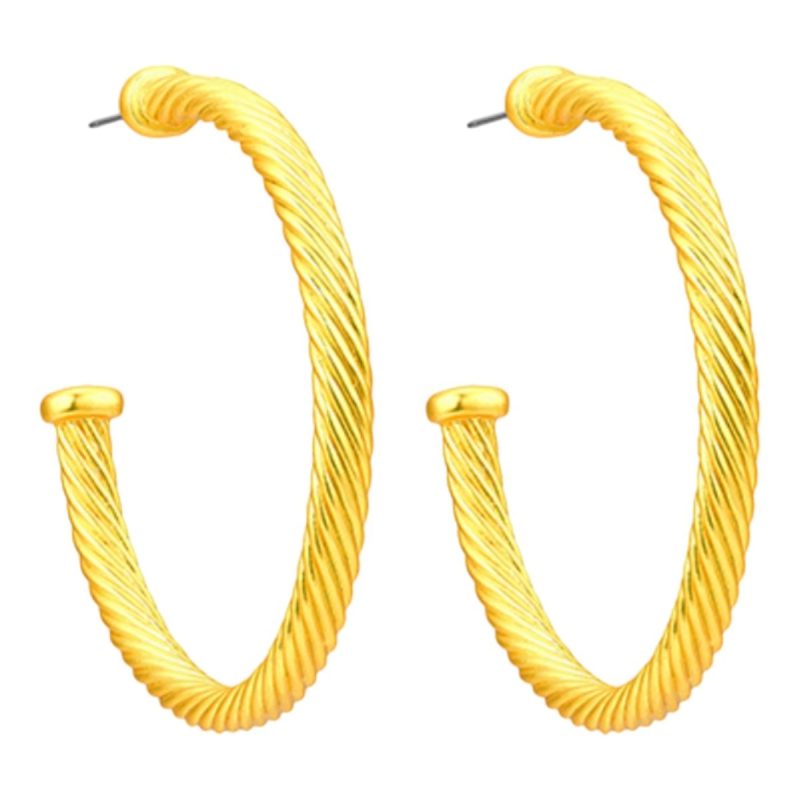 color cable hoop earrings matte yellowtwistthe grove 460721