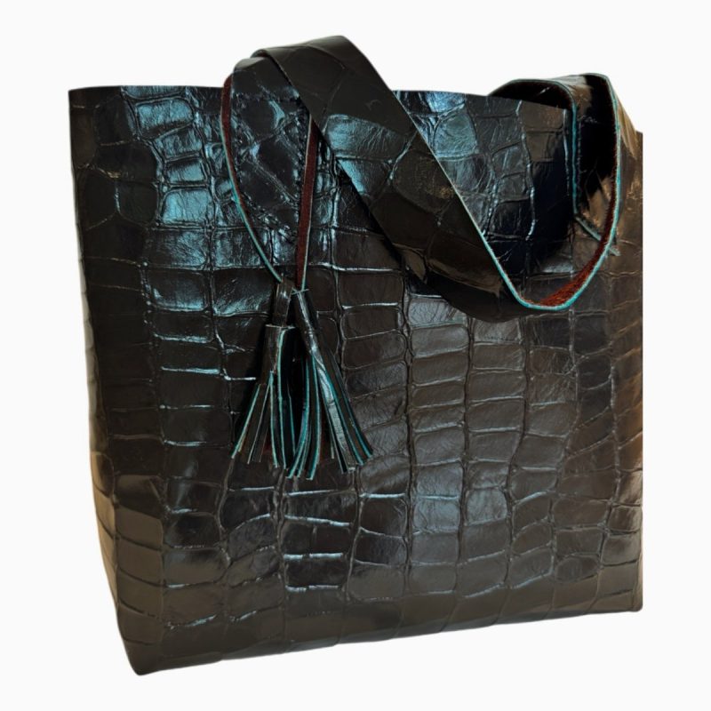 croc embossed leather tote blackiva marie creedthe grove 181971