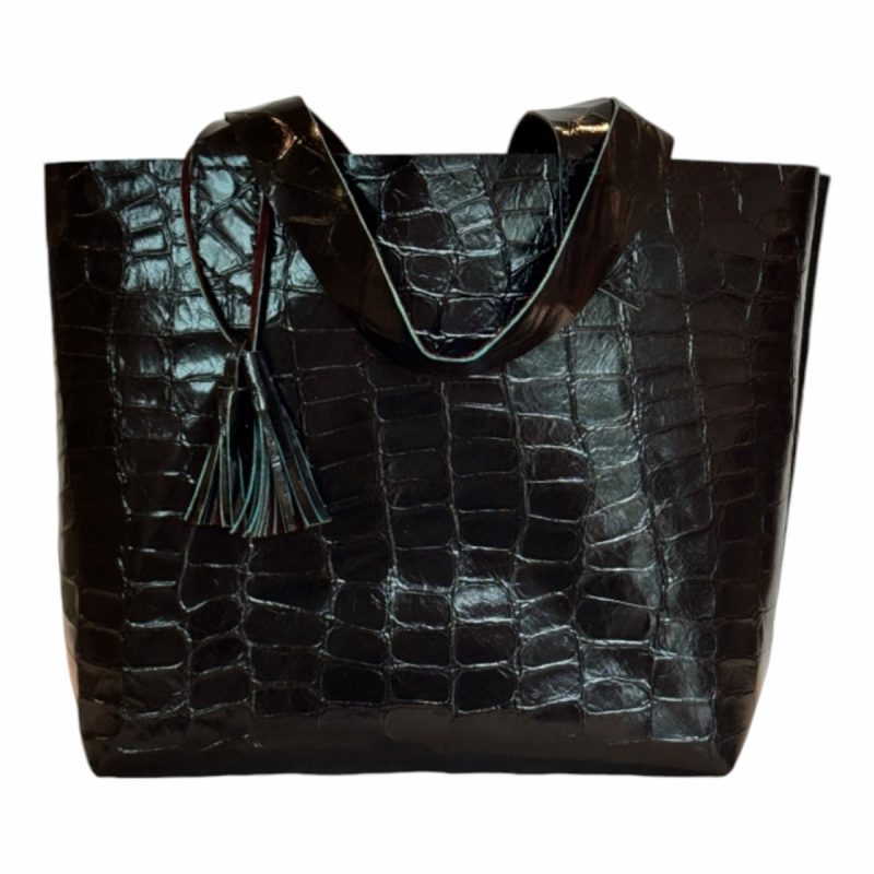 croc embossed leather tote blackiva marie creedthe grove 903855