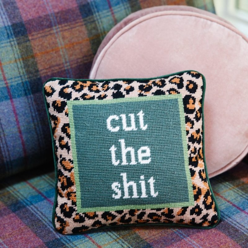 cut the shit needlepoint pillowfurbish studiothe grove 166538