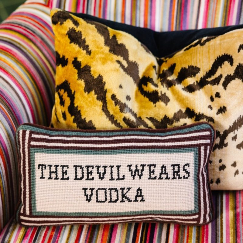 devil wears vodka needlepoint pillowfurbish studiothe grove 116324