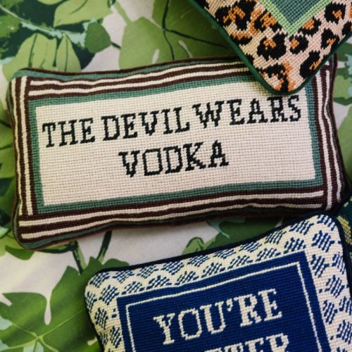 devil wears vodka needlepoint pillowfurbish studiothe grove 299400