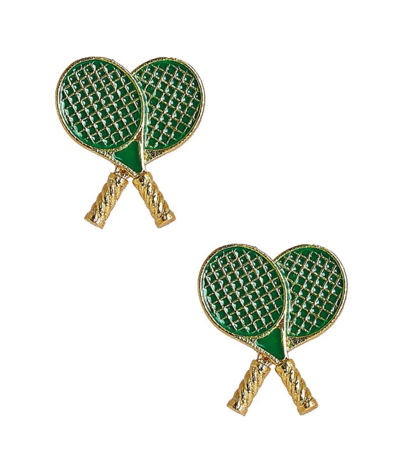 double tennis racket stud earrings greenlisi lerchthe grove 102208