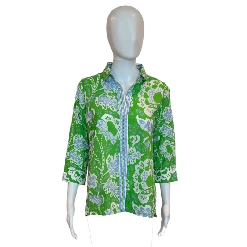 Flora Shirt | Kelly & Periwinkle-Shirts & Tops-Gretchen Scott-The Grove