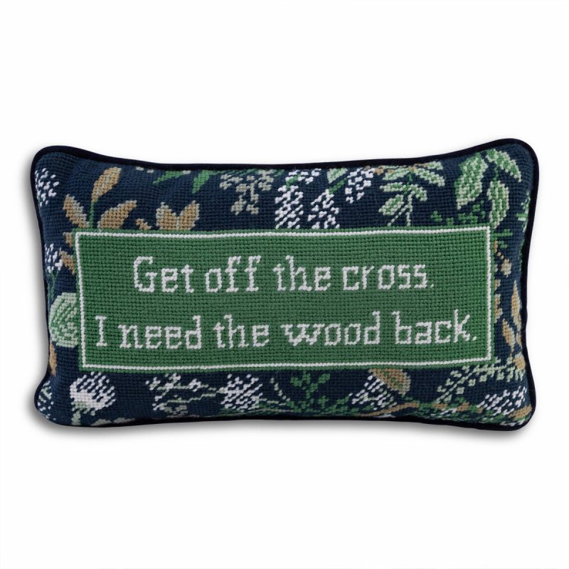 get off the cross needlepoint pillowfurbish studiothe grove 962609