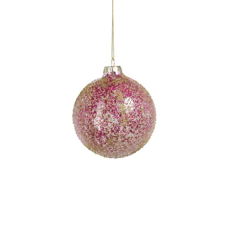 glitter glass ball ornament fuchsia and goldzodaxthe grove 791607