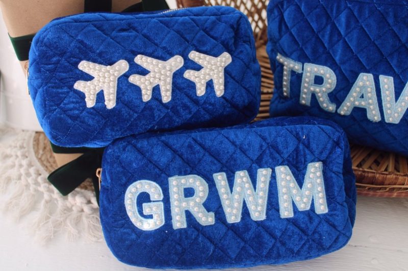 grwm cosmetic bag blue velvet largekenzkustomzthe grove 889365