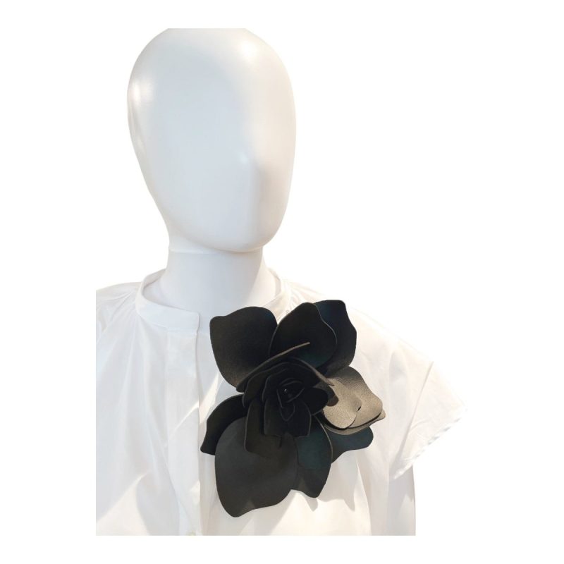 handmade faux leather flower brooch largemullathe grove 839567