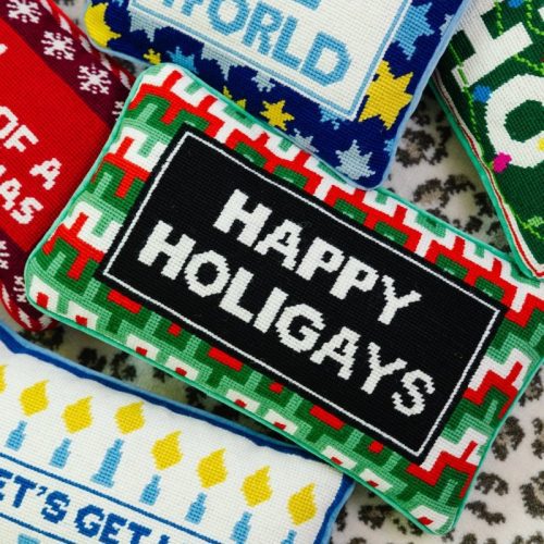 happy holigays needlepoint pillowfurbish studiothe grove 341443