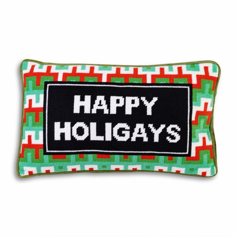 happy holigays needlepoint pillowfurbish studiothe grove 787648