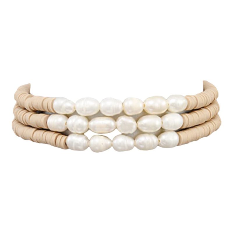 harper pearl rubber bead bracelets taupetwistthe grove 962894