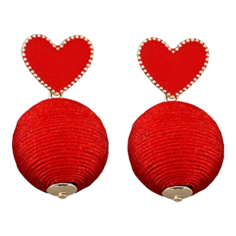 heart threaded ball earrings redtwistthe grove 867159