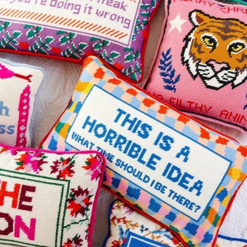 horrible idea needlepoint pillowfurbish studiothe grove 429485