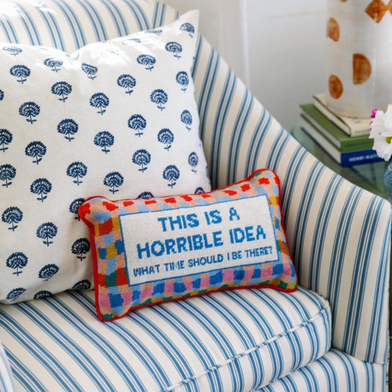 horrible idea needlepoint pillowfurbish studiothe grove 876139