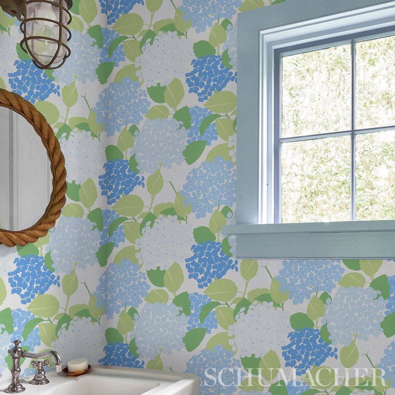 hydrangea porcelain wallpaperschumacherthe grove 403565