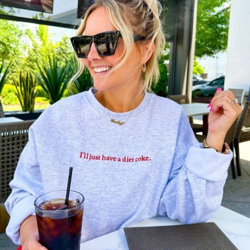 ill just have a diet coke embroidered crewneck sweatshirtunited monogramsthe grove 630631