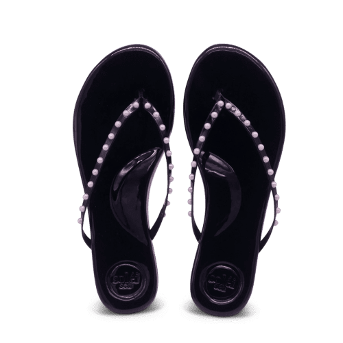 Indie Sandal | Black Patent with White Pearl-Sandal-Solei Sea-The Grove