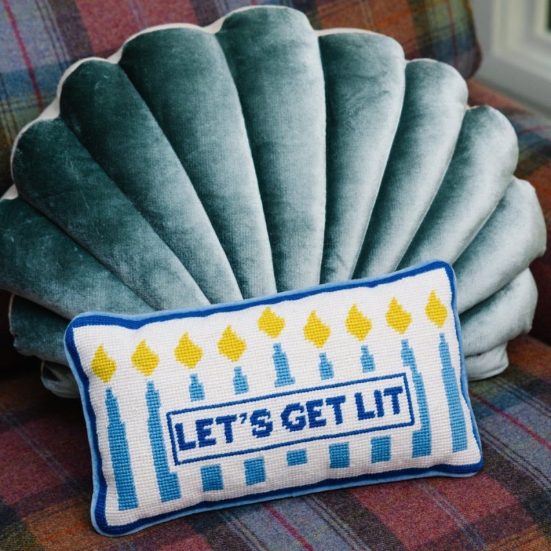 lets get lit needlepoint pillowfurbish studiothe grove 149728