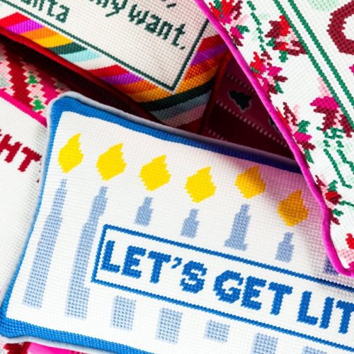 lets get lit needlepoint pillowfurbish studiothe grove 654382