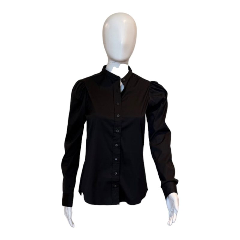 Long Sleeve Puff Shoulder Shirt | Black - Shirts & Tops - The Shirt - The Grove