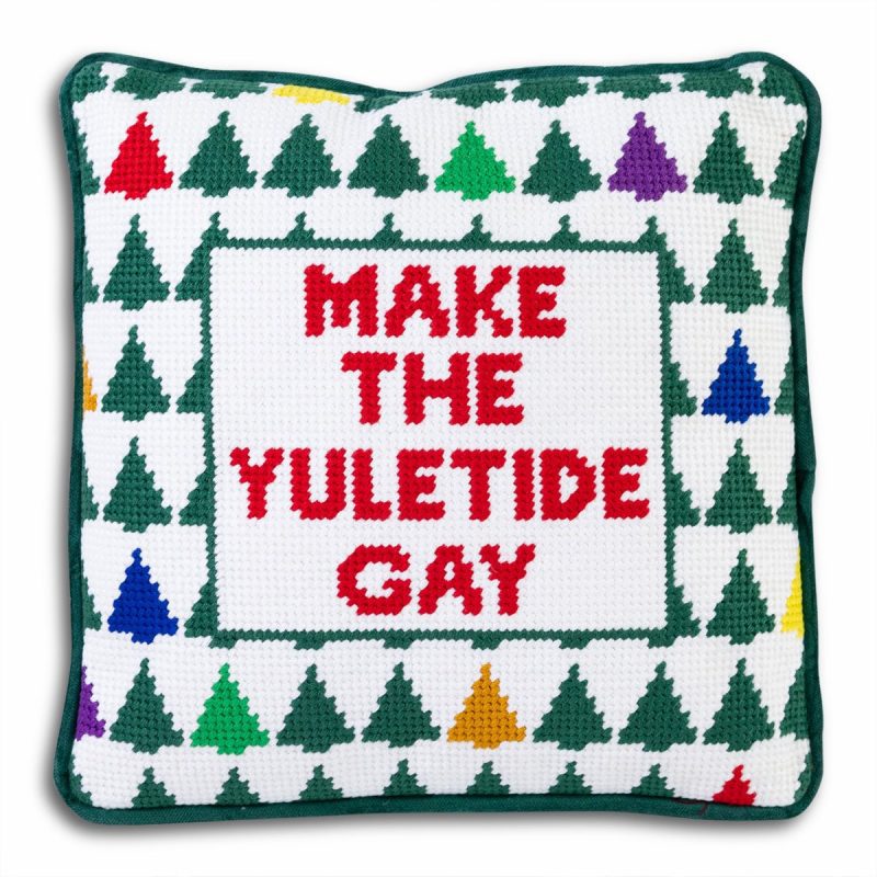 make the yuletide gay needlepoint pillowfurbish studiothe grove 216782