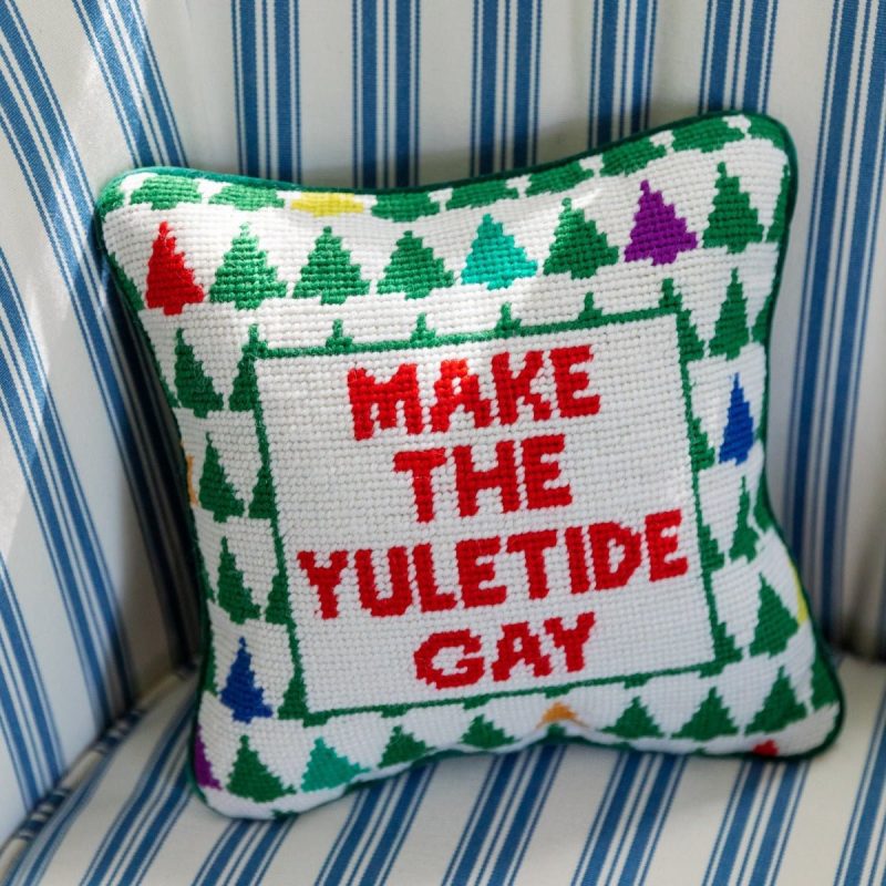 make the yuletide gay needlepoint pillowfurbish studiothe grove 876939