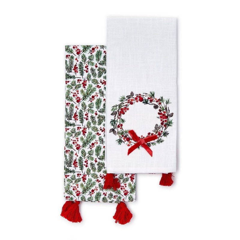 Merry Berry Set of 2 Dish Towels | Two Styles - Tea Towels - Two's Company - The Grove