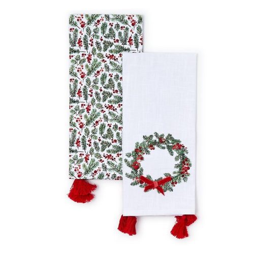 Merry Berry Set of 2 Dish Towels | Two Styles - Tea Towels - Two's Company - The Grove