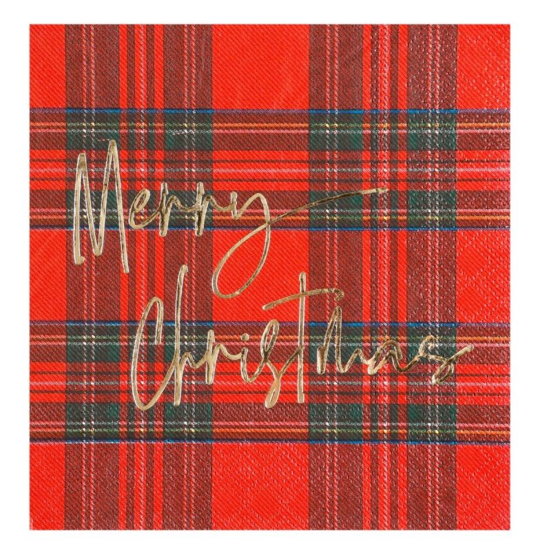 merry christmas red plaid cocktail napkinsdthythe grove 611315