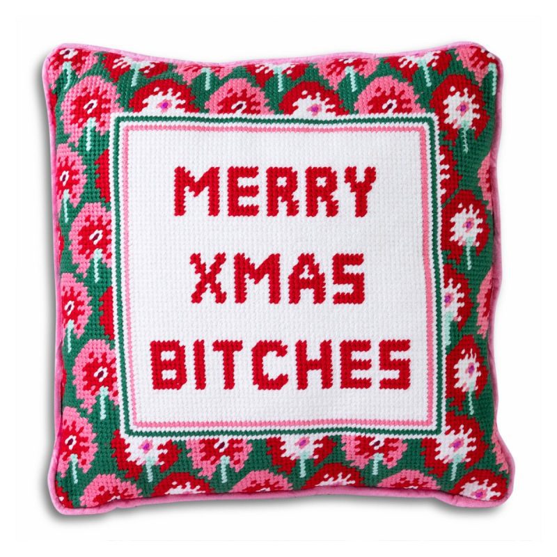 merry xmas bitches needlepoint pillowfurbish studiothe grove 644275