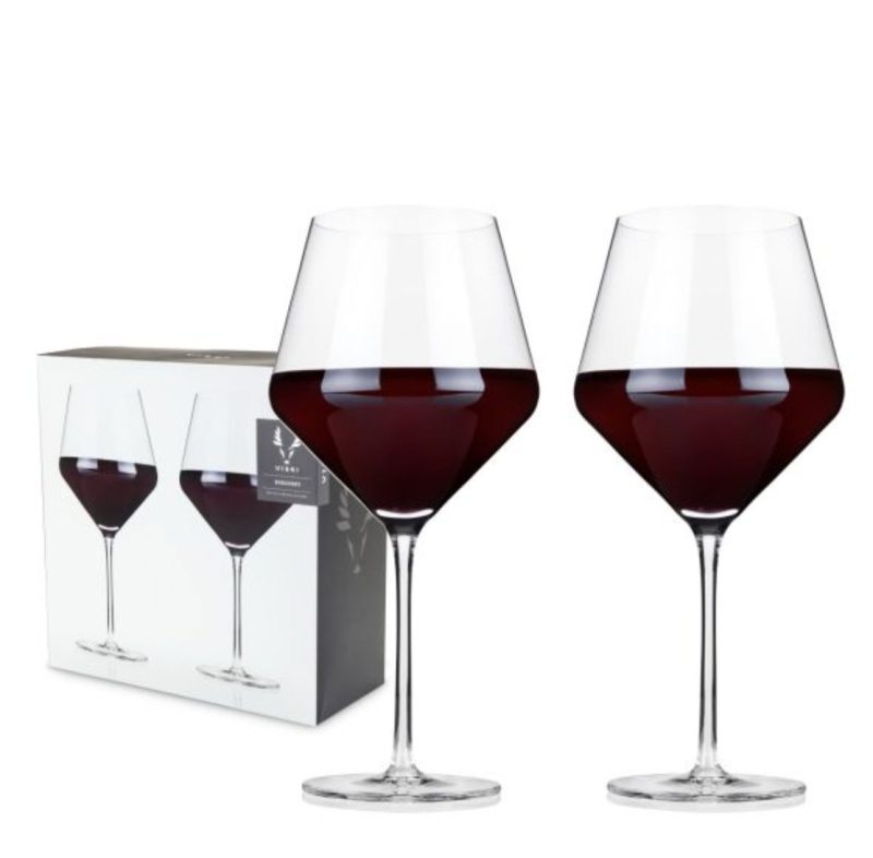 pair of angled crystal burgundy glassesclementine wpthe grove 452434