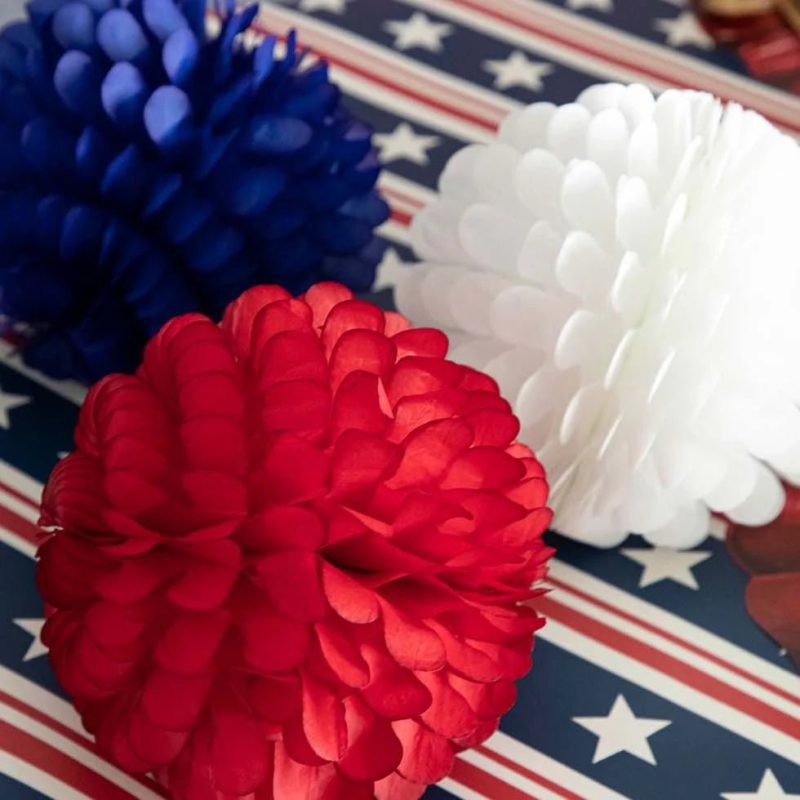 patriotic ruffled balls decor set of 3hester cookthe grove 381365