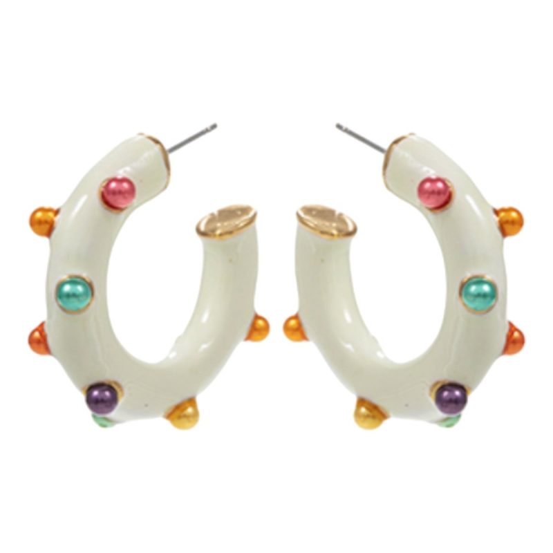 pearl studded enamel hoop earrings multitwistthe grove 557250