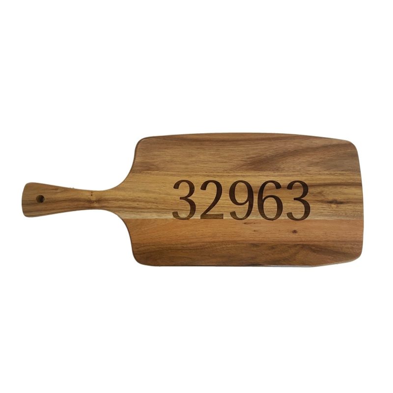 personalized rectangular acacia wood cutting board with handleclementine wpthe grove 463041