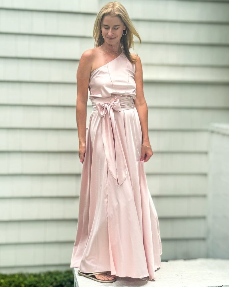 petal pink one shoulder maxi dressmoqettethe grove 342821