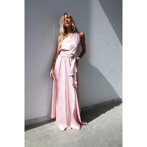 petal pink one shoulder maxi dressmoqettethe grove 347663