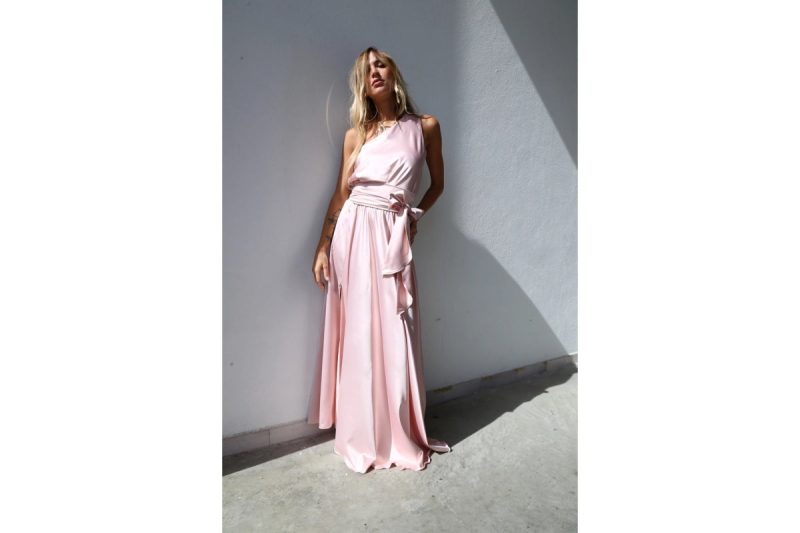 petal pink one shoulder maxi dressmoqettethe grove 347663