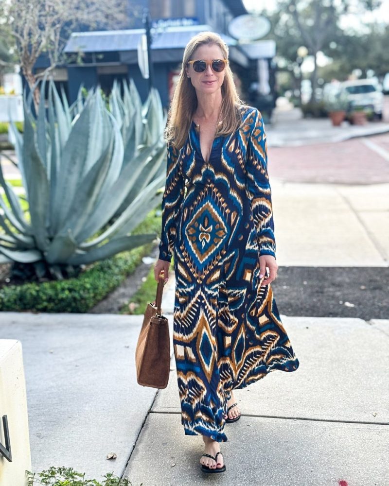 pineapple ikat blue maxi dressfarm riothe grove 219035