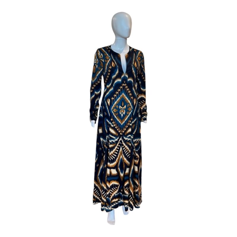 pineapple ikat blue maxi dressfarm riothe grove 230952