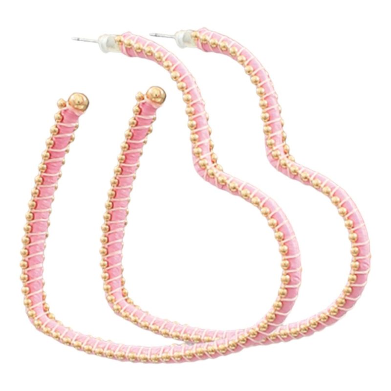 raffia wrapped heart hoop earrings light pinktwistthe grove 779577