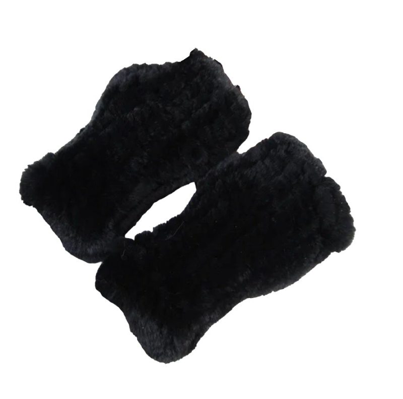 rex rabbit fur handwarmers blacktwistthe grove 266525