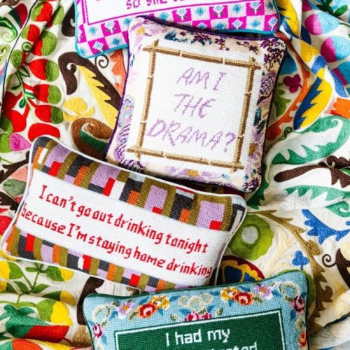 she needed a break needlepoint pillowfurbish studiothe grove 650714