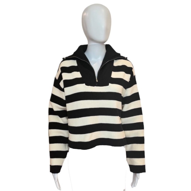 steph striped half zip sweater black whiteenglish factorythe grove 510892