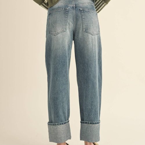 straight leg cuffed jeans distressed washmiou musethe grove 294260