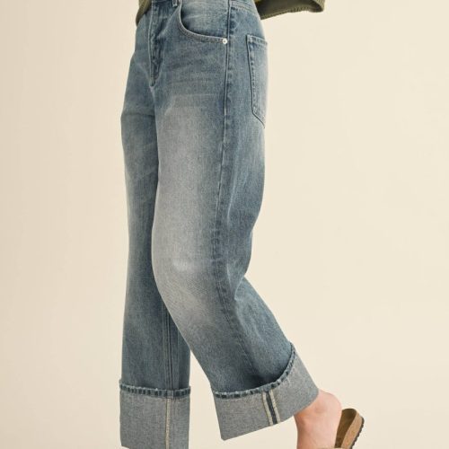 straight leg cuffed jeans distressed washmiou musethe grove 641172