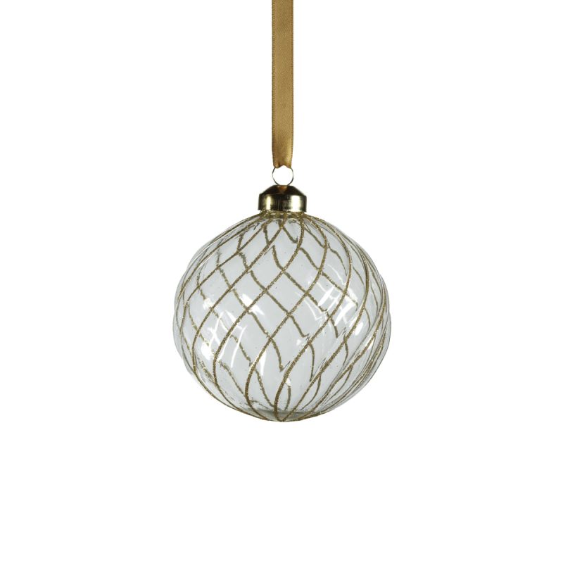 swirl glitter ball ornament clear and goldzodaxthe grove 549374